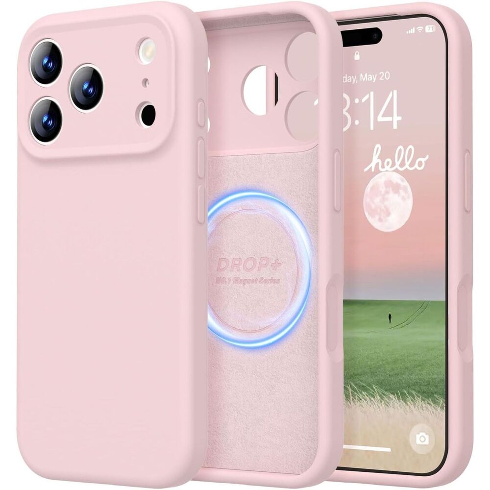 iPhone 17 Pro Max Case Magnetic Silicone Camera Control Chalk Pink MagSafe Cover